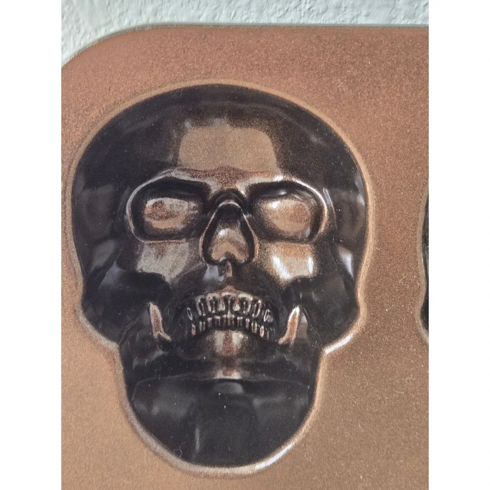 Nordic Ware Mini Skull Cakelet Pan 6 Cast Aluminum Bronze Halloween spooky